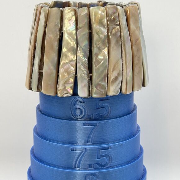 Mother of Pearl Shell Rectangle Beaded Stretch Wide Bracelet Boho Fashion - Picture 6 of 7